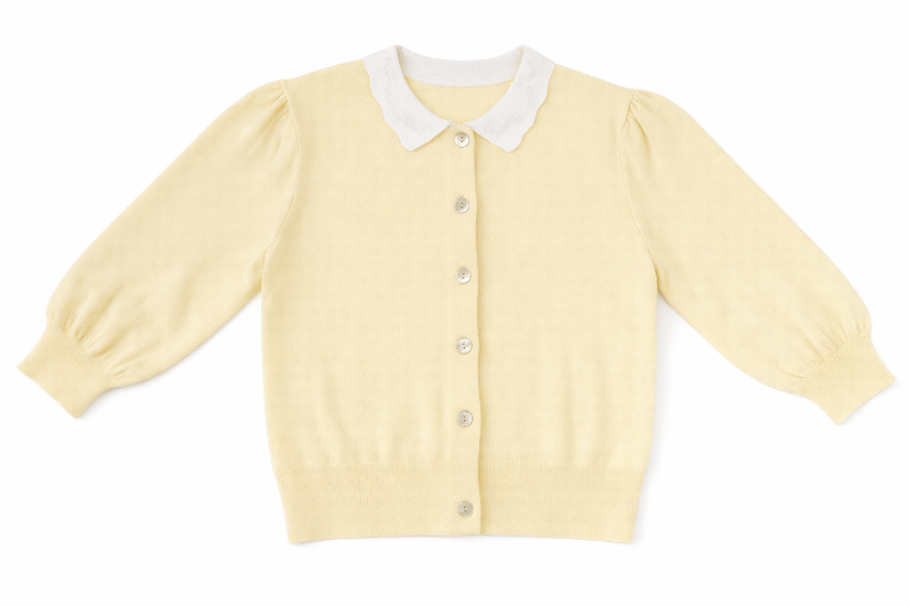 KIPP Collection Cardigan Fine Knit Three Quarter Sleeve Button Collar for Women