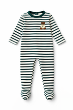 Teddy Lounge Footie - Green by Crew Kids NY