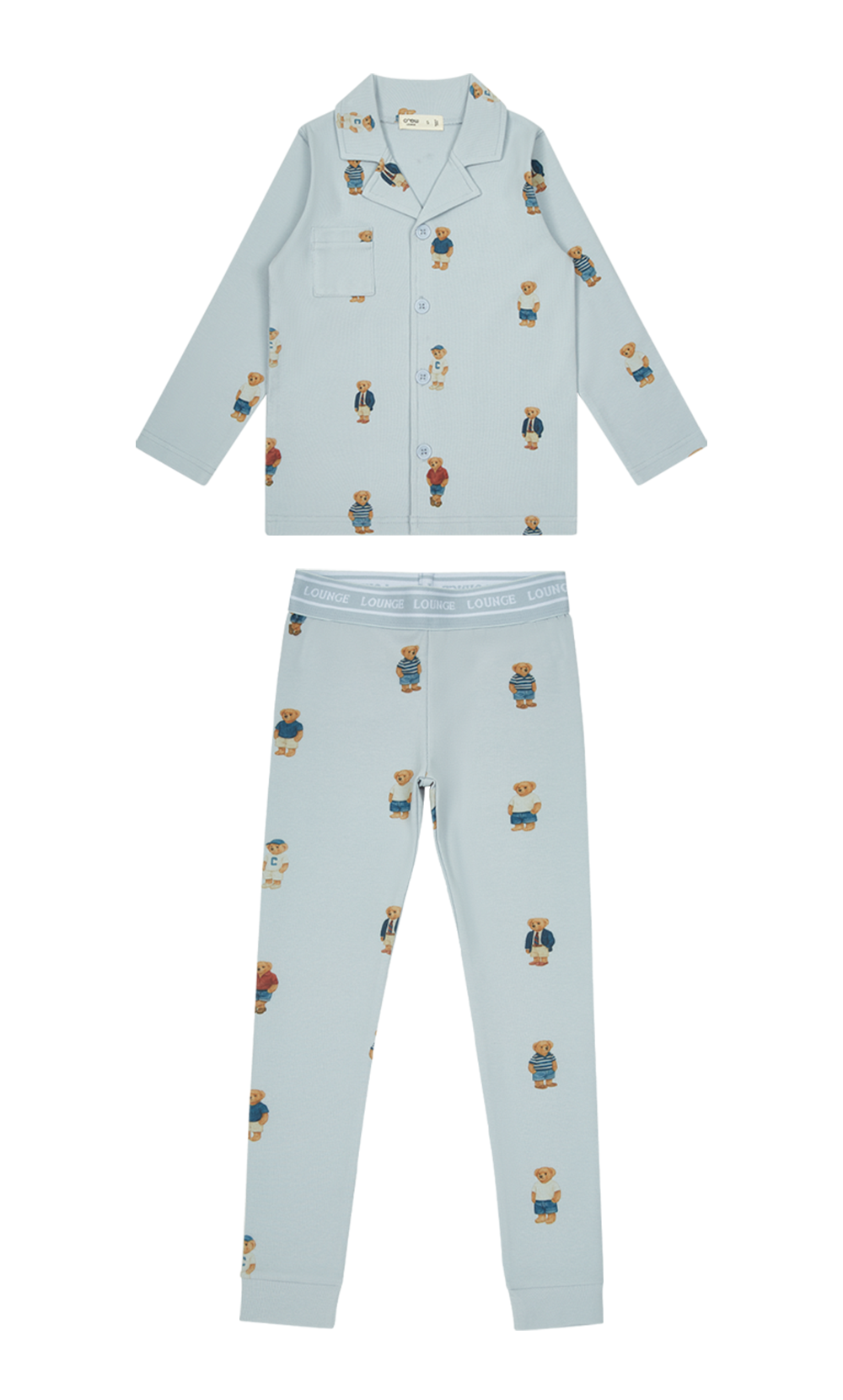 Crew Kids NY Bear Grandpa Pajama Set in Light Blue