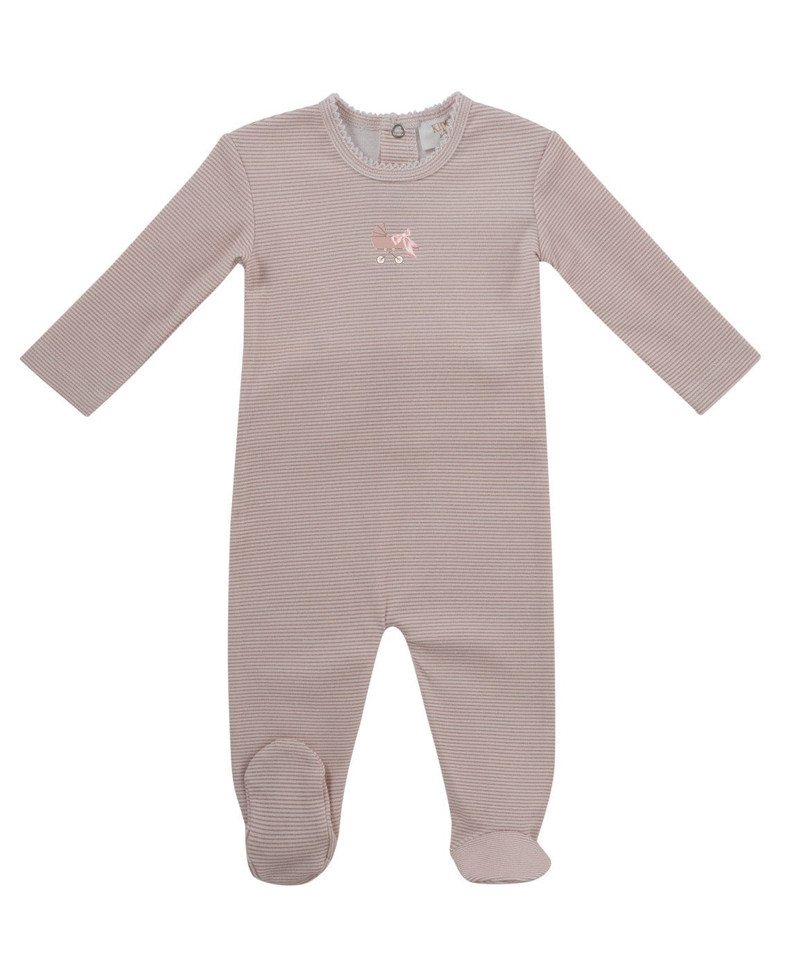KIPP Collection Pinstripe Baby Onesie with Car Graphic for Babies
