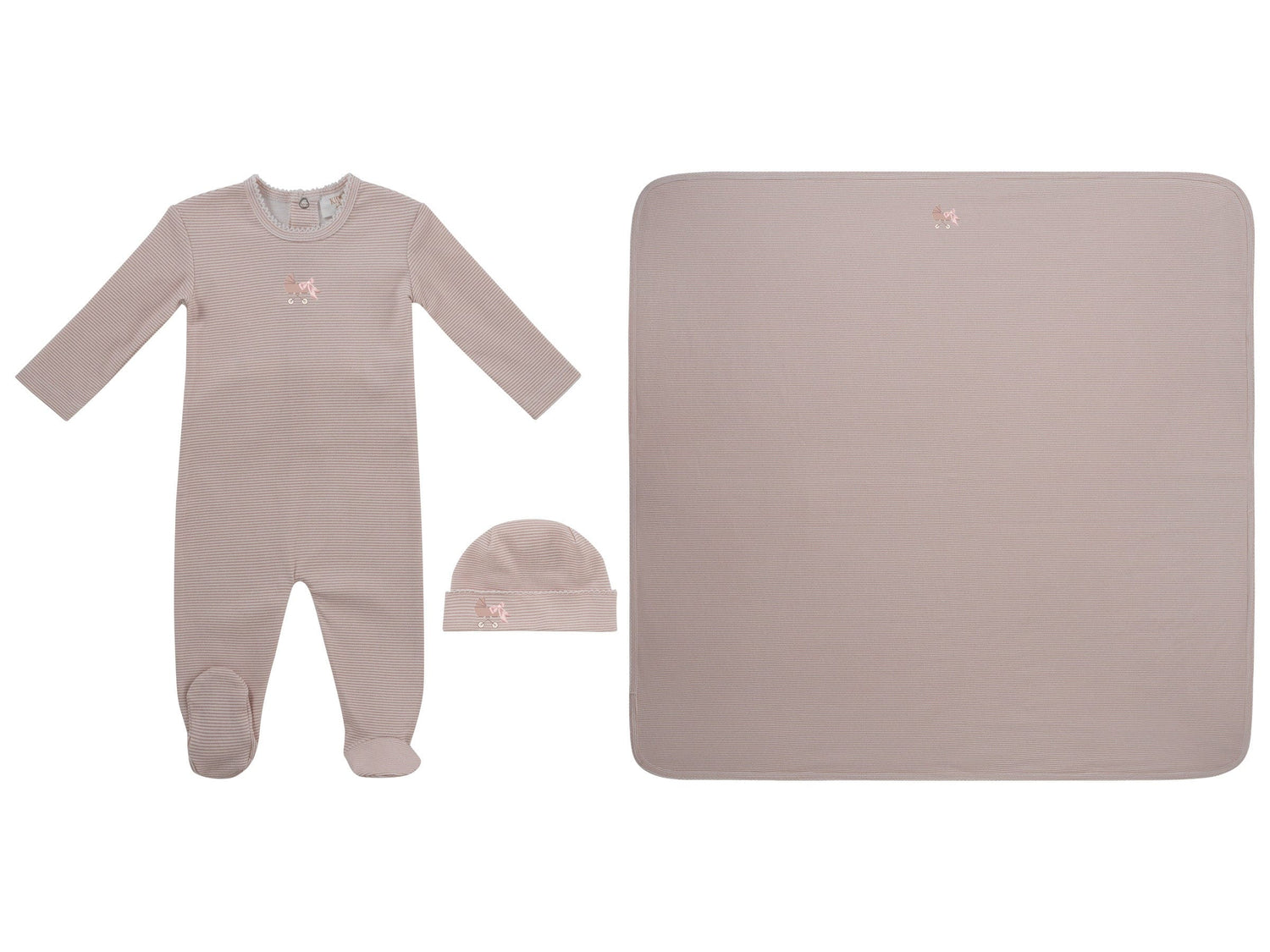 Carrera Pinstripe Footie 3PC Set - Pink - Clothing, Hat | Everetts Place