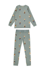Teddy Pattern Lounge Crewneck Set - Jade by Crew Kids NY
