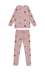 Teddy Pattern Lounge Crewneck Set - Dusk by Crew Kids NY