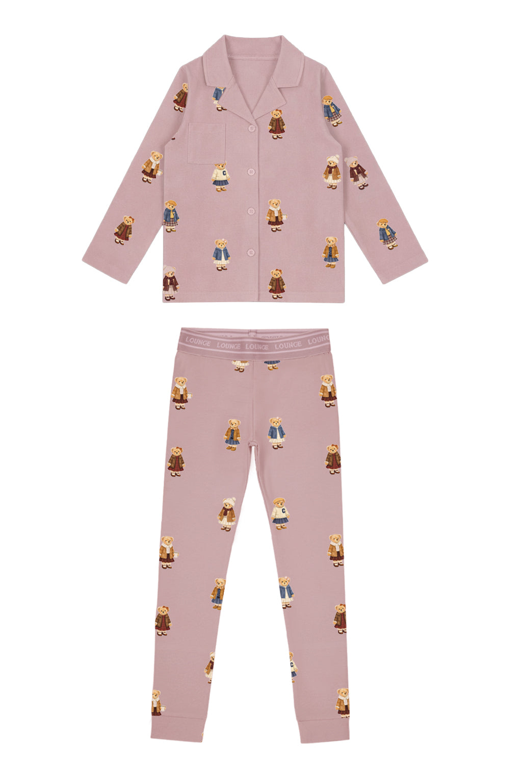 Teddy Pattern Lounge Grandpa Set - Dusk by Crew Kids NY