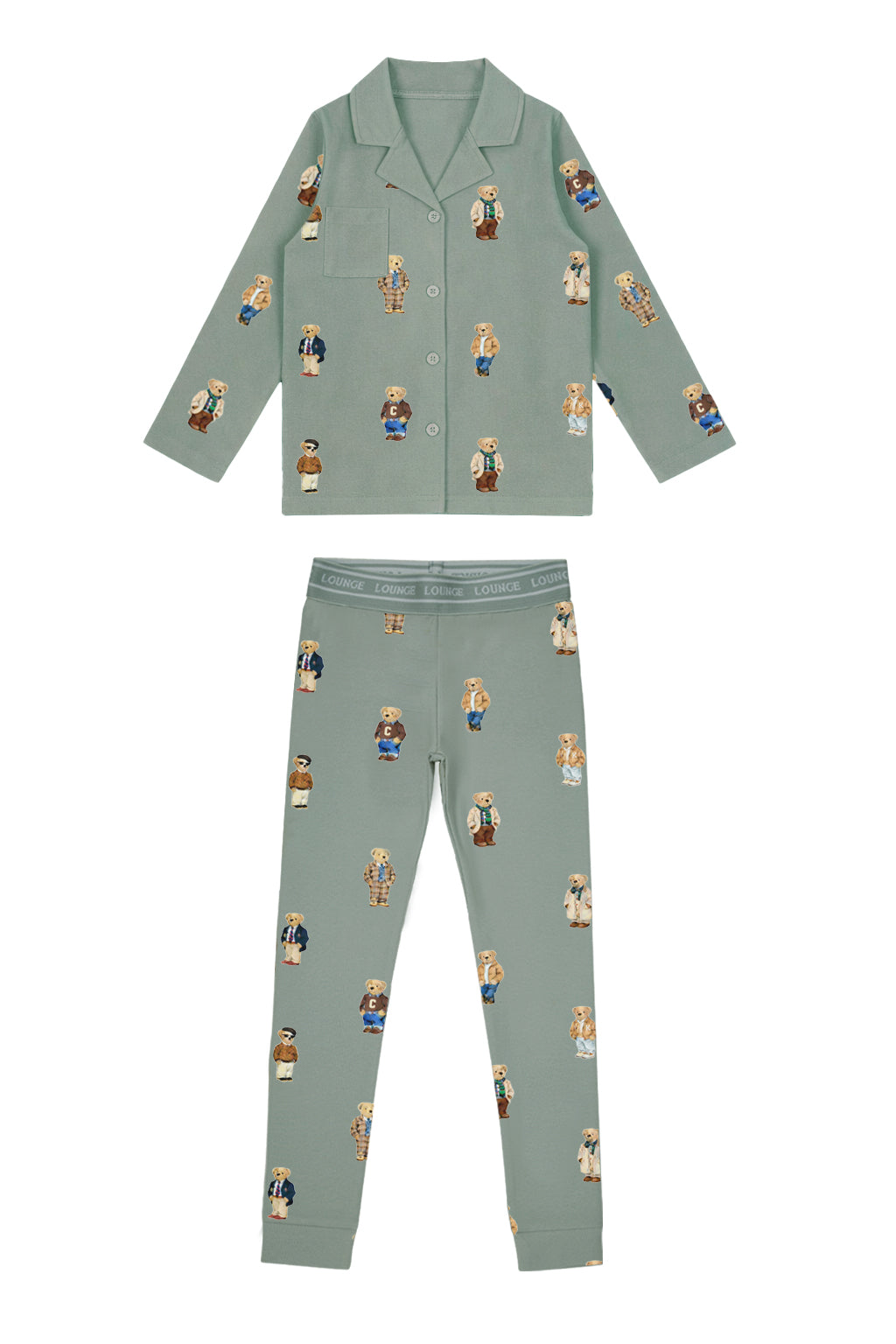 Teddy Pattern Lounge Grandpa Set - Jade by Crew Kids NY