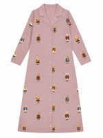 Teddy Pattern Lounge Grandpa Nightgown - Dusk by Crew Kids NY
