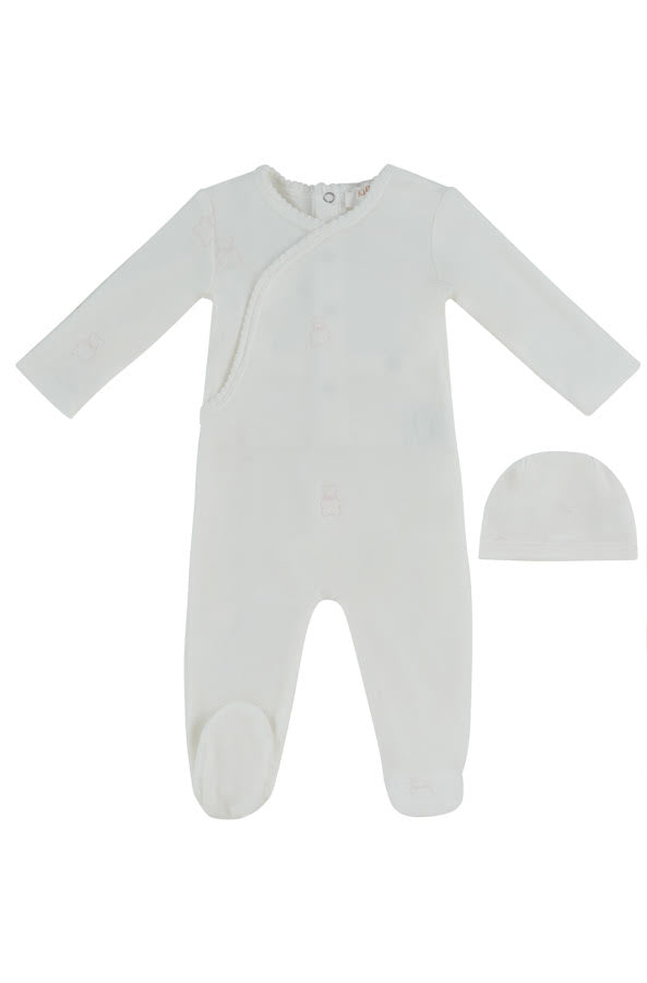 Petit Ours Pattern Footie + Hat - Pink by KIPP™ Collection
