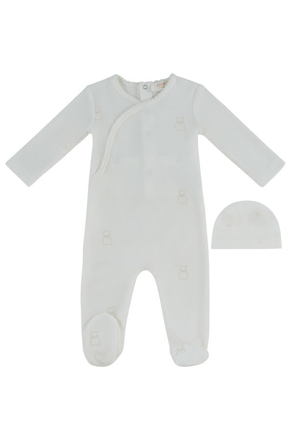 Petit Ours Pattern Footie + Hat - Stone by KIPP™ Collection