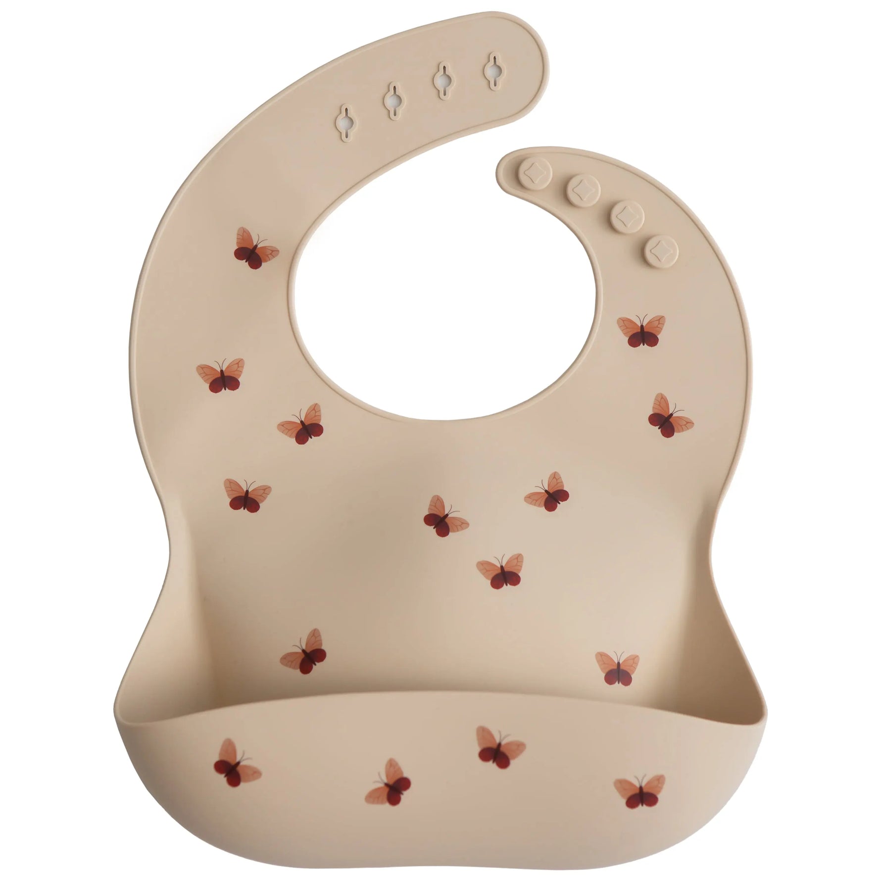 Mushie Silicone Baby Bib with Adjustable Neck Strap and Front Pocket for Easy Cleaning - Baby & Toddler > Nursing & Feeding > Bibs Silicone Bib