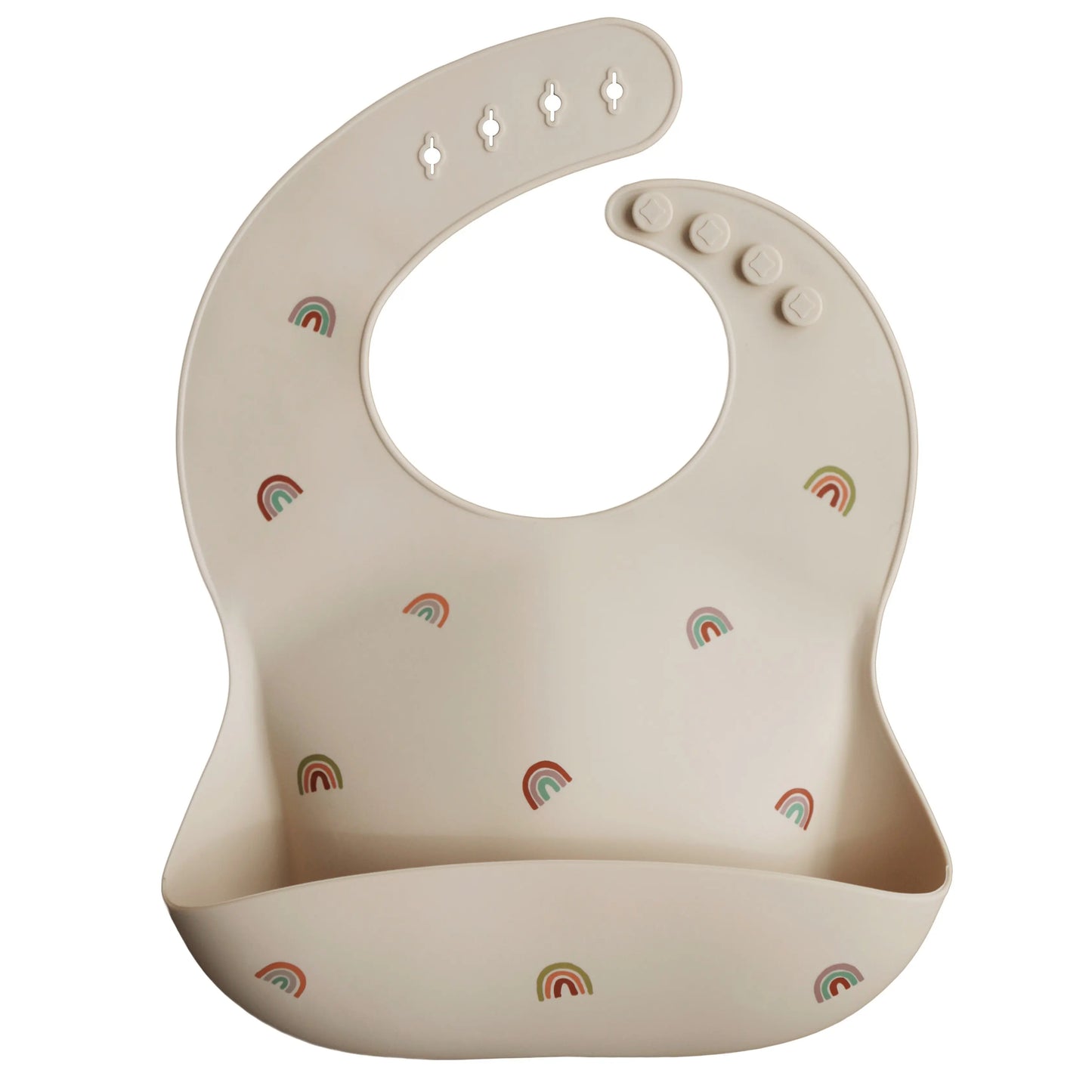 Silicone Baby Bib with Adjustable Neck Strap and Front Pocket for Easy Cleaning Mushie Everetts Place: Online Boutique 13.99