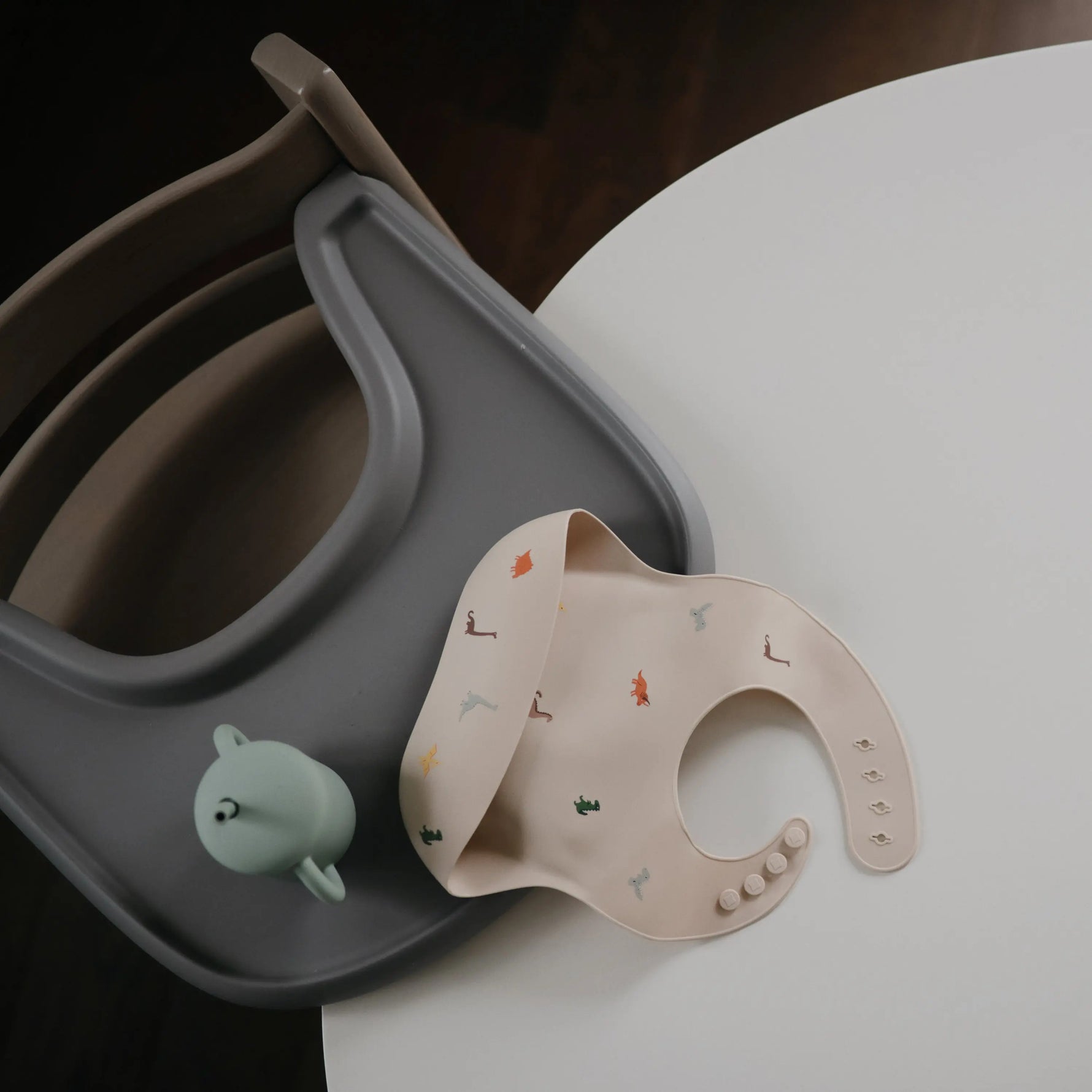 Mushie Silicone Baby Bib with Adjustable Neck Strap and Front Pocket for Easy Cleaning - Baby & Toddler > Nursing & Feeding > Bibs Silicone Bib