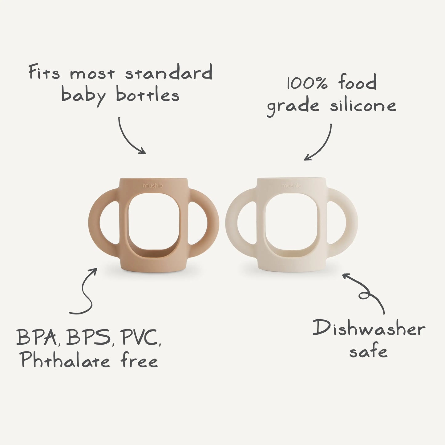 Silicone Bottle Handles for Baby Bottles Comfortable Grip Food Grade Silicone Mushie Everetts Place: Online Boutique
