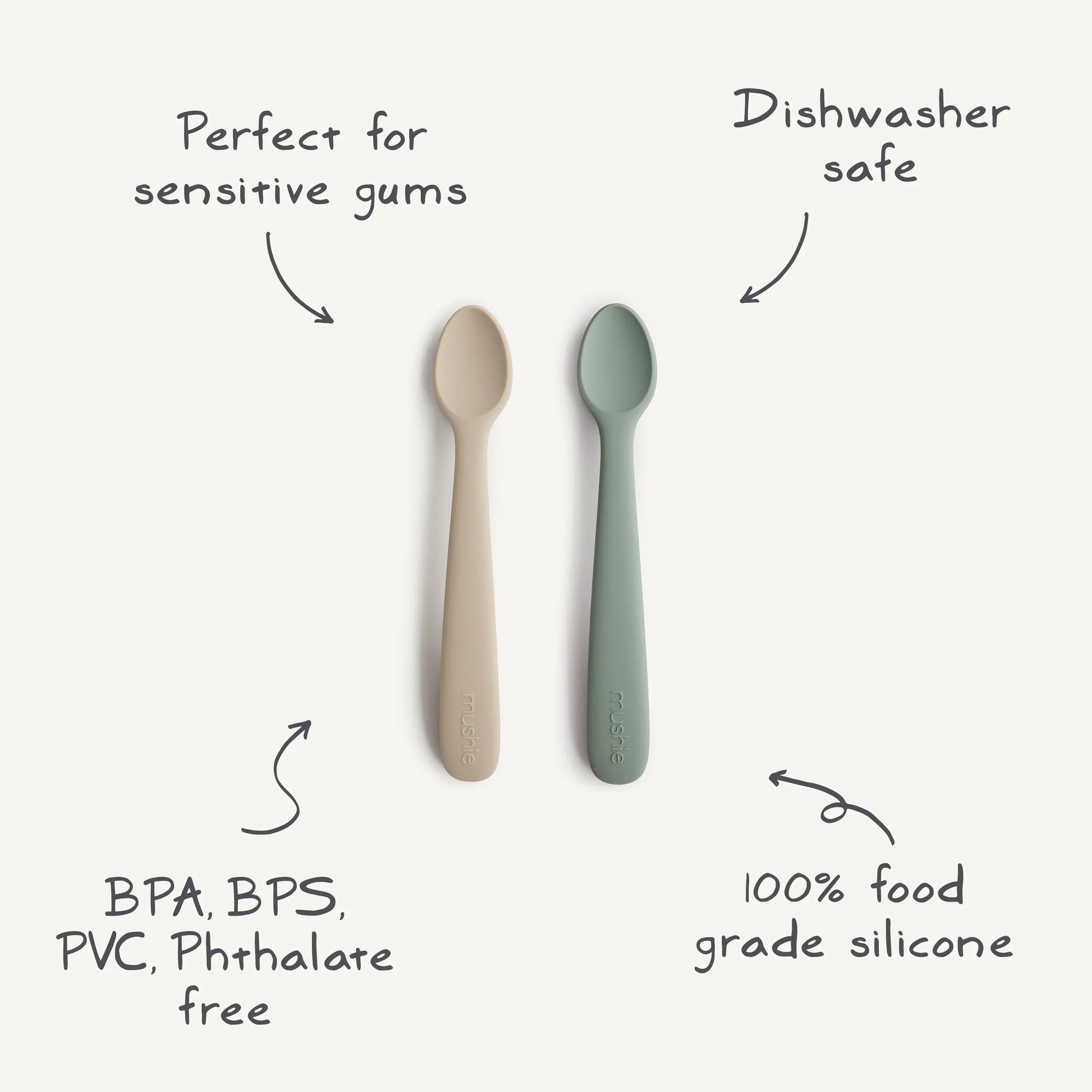 Silicone Feeding Spoons for Babies Soft Flexible Tip Safe and Comfortable Mealtime Essentials Mushie Everetts Place: Online Boutique