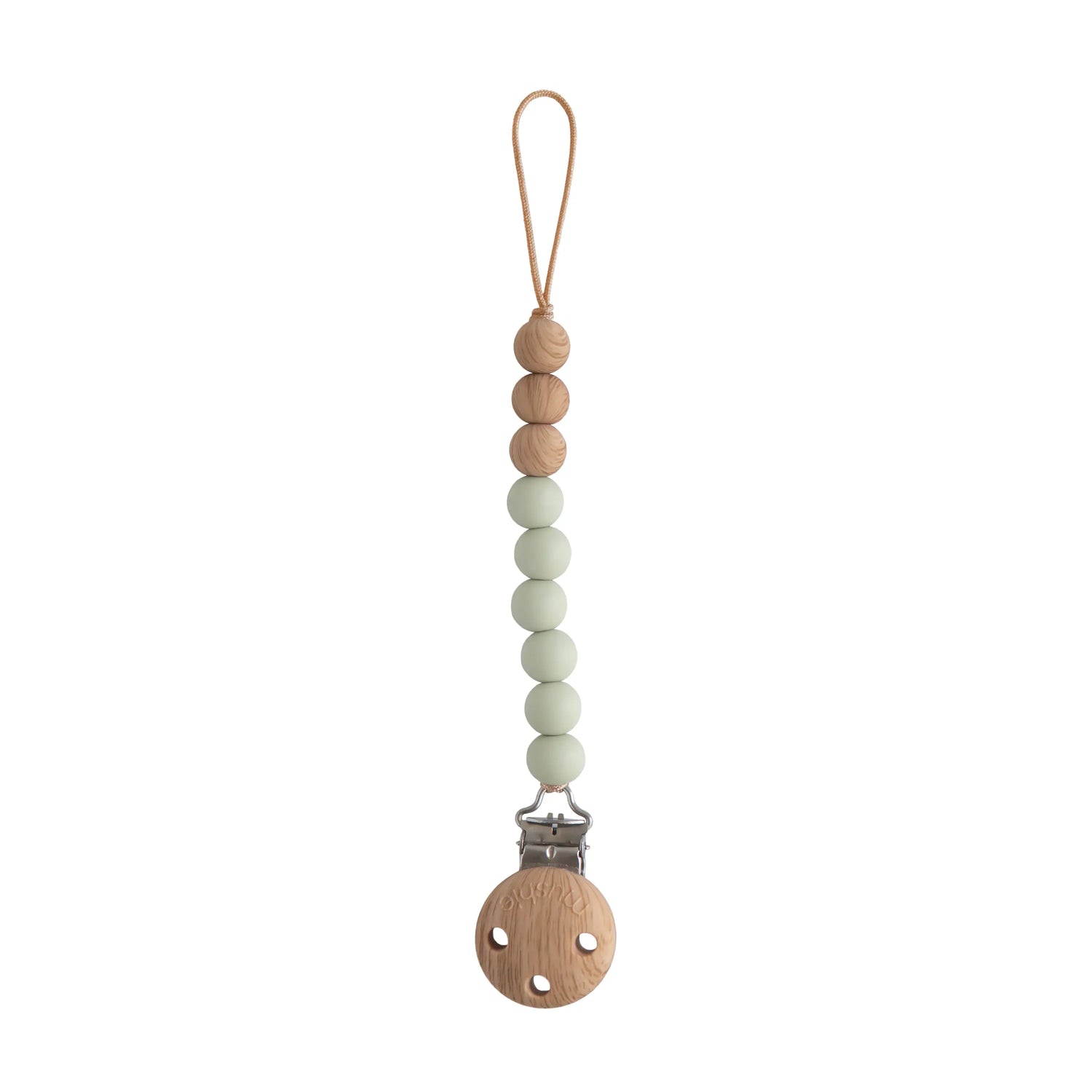 Mushie Silicone Pacifier Clip Eva with Faux Wood Clasp and Colorful Beads - Baby & Toddler > Baby Health > Pacifier Clips & Holders Pacifier Clip
