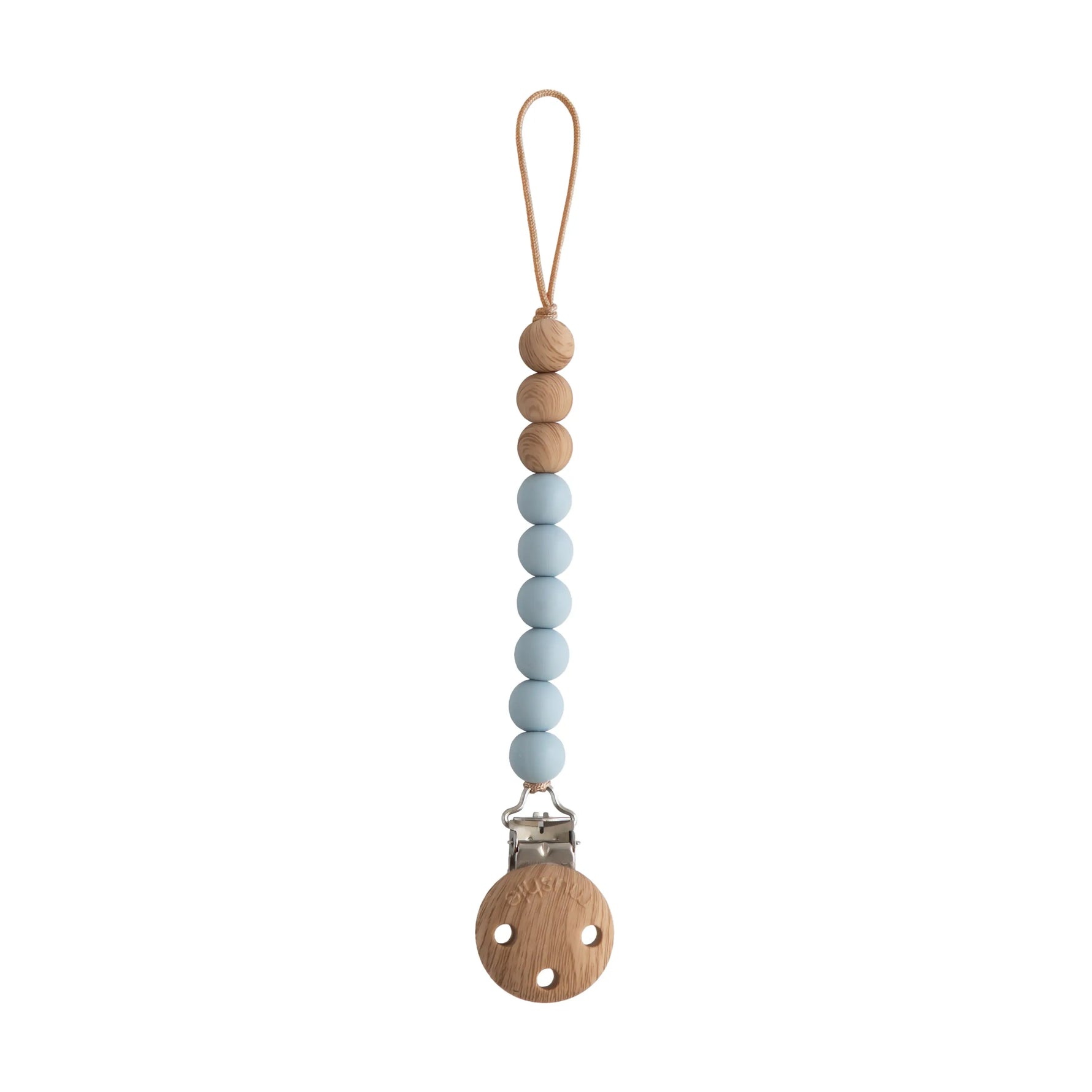 Mushie Silicone Pacifier Clip Eva with Faux Wood Clasp and Colorful Beads - Baby & Toddler > Baby Health > Pacifier Clips & Holders Pacifier Clip