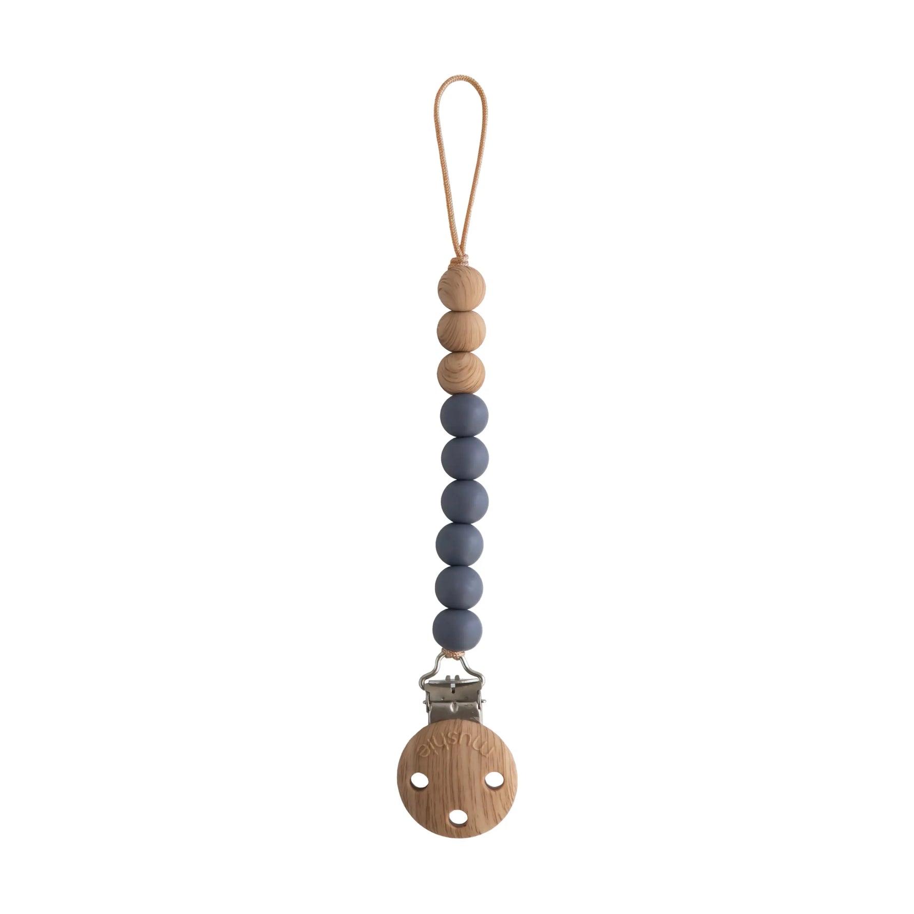 Mushie Silicone Pacifier Clip Eva with Faux Wood Clasp and Colorful Beads - Baby & Toddler > Baby Health > Pacifier Clips & Holders Pacifier Clip