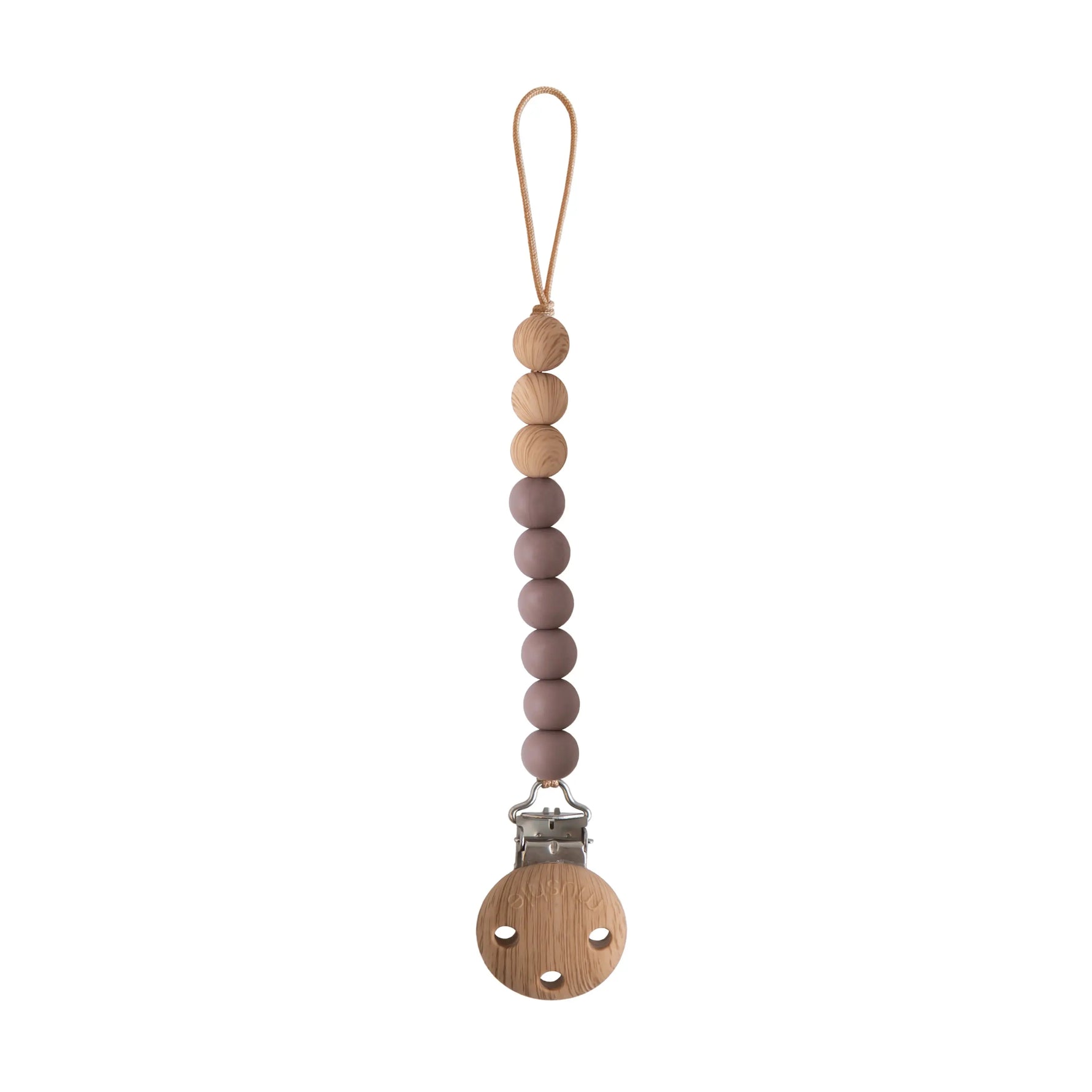 Mushie Silicone Pacifier Clip Eva with Faux Wood Clasp and Colorful Beads - Baby & Toddler > Baby Health > Pacifier Clips & Holders Pacifier Clip