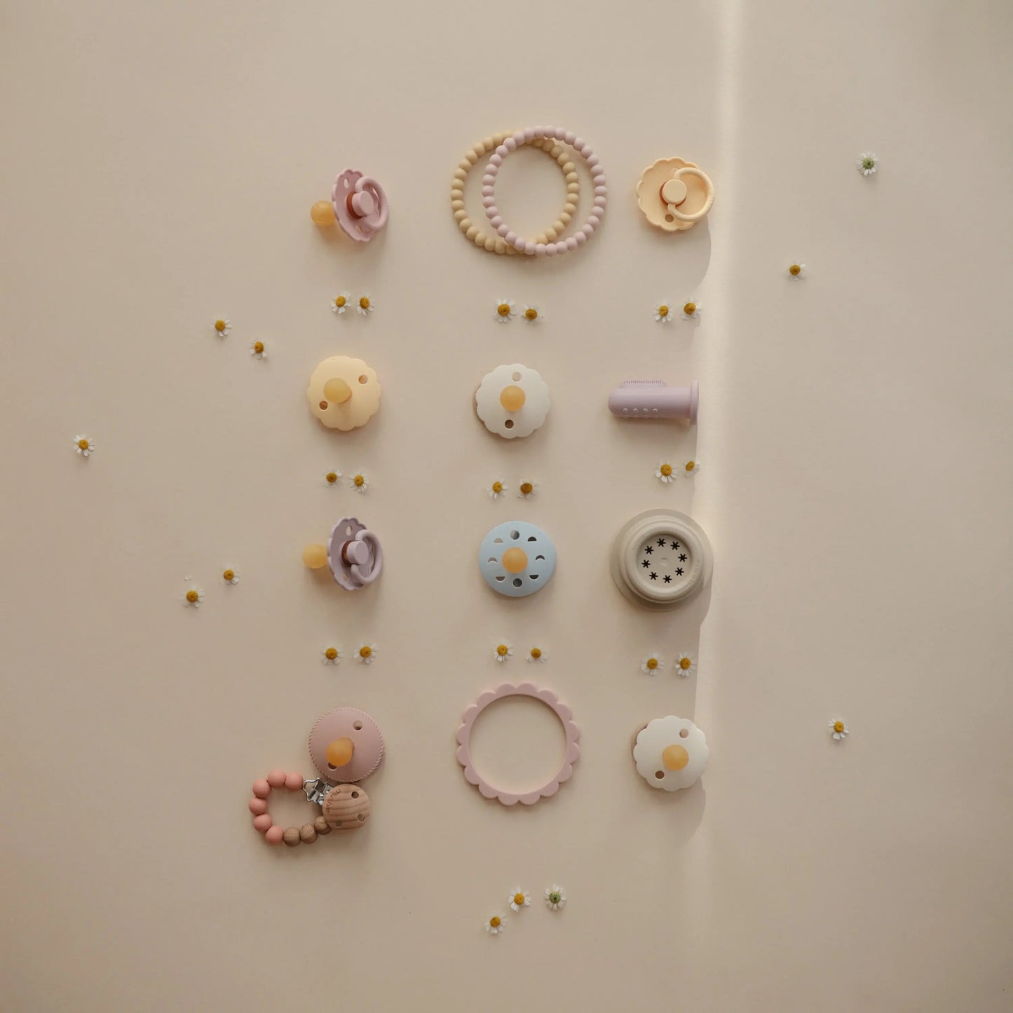 Silicone Pacifier Clip Eva with Faux Wood Clasp and Colorful Beads Mushie Everetts Place: Online Boutique