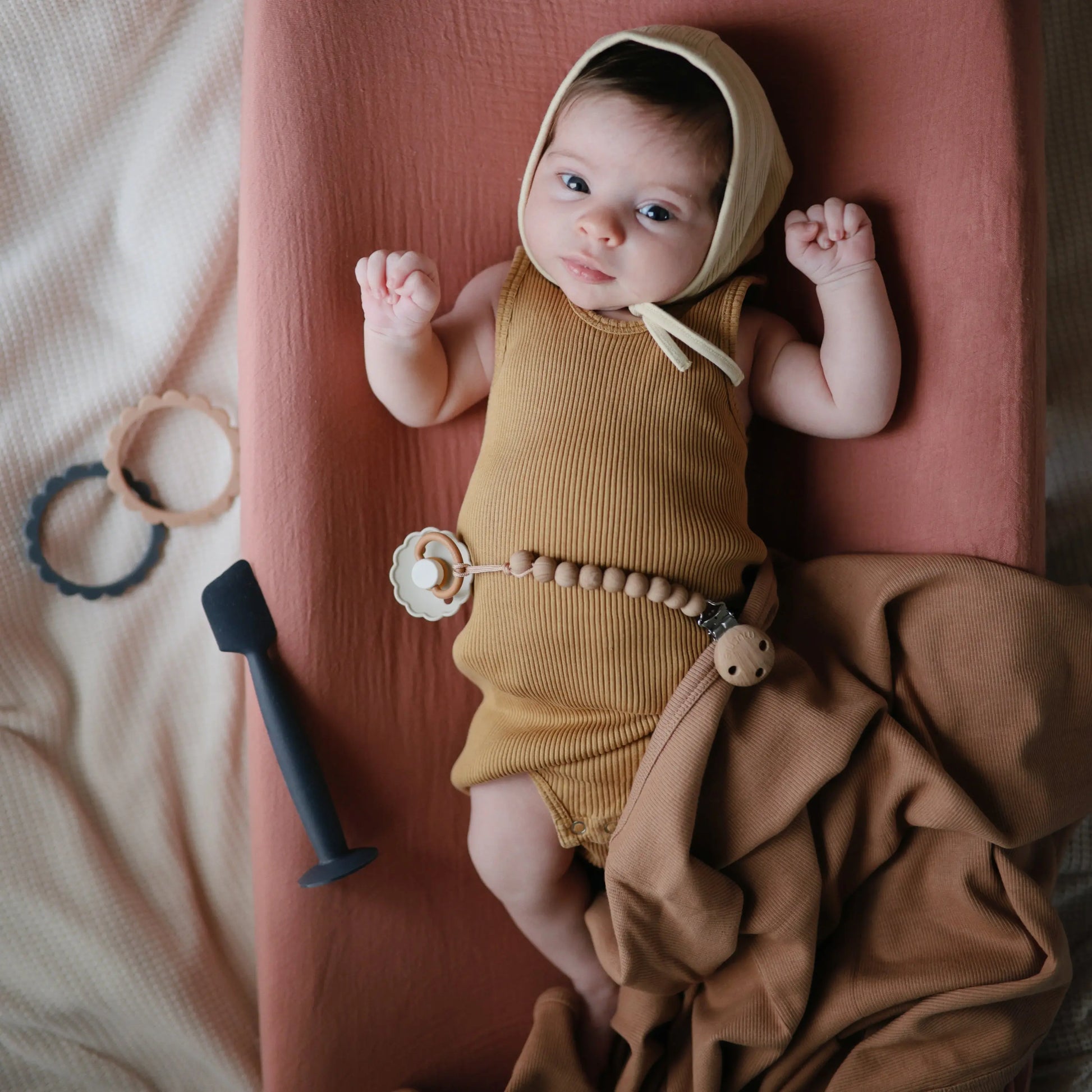 Silicone Pacifier Clip Hera Durable Food Grade Silicone Bead Design Mushie Everetts Place: Online Boutique