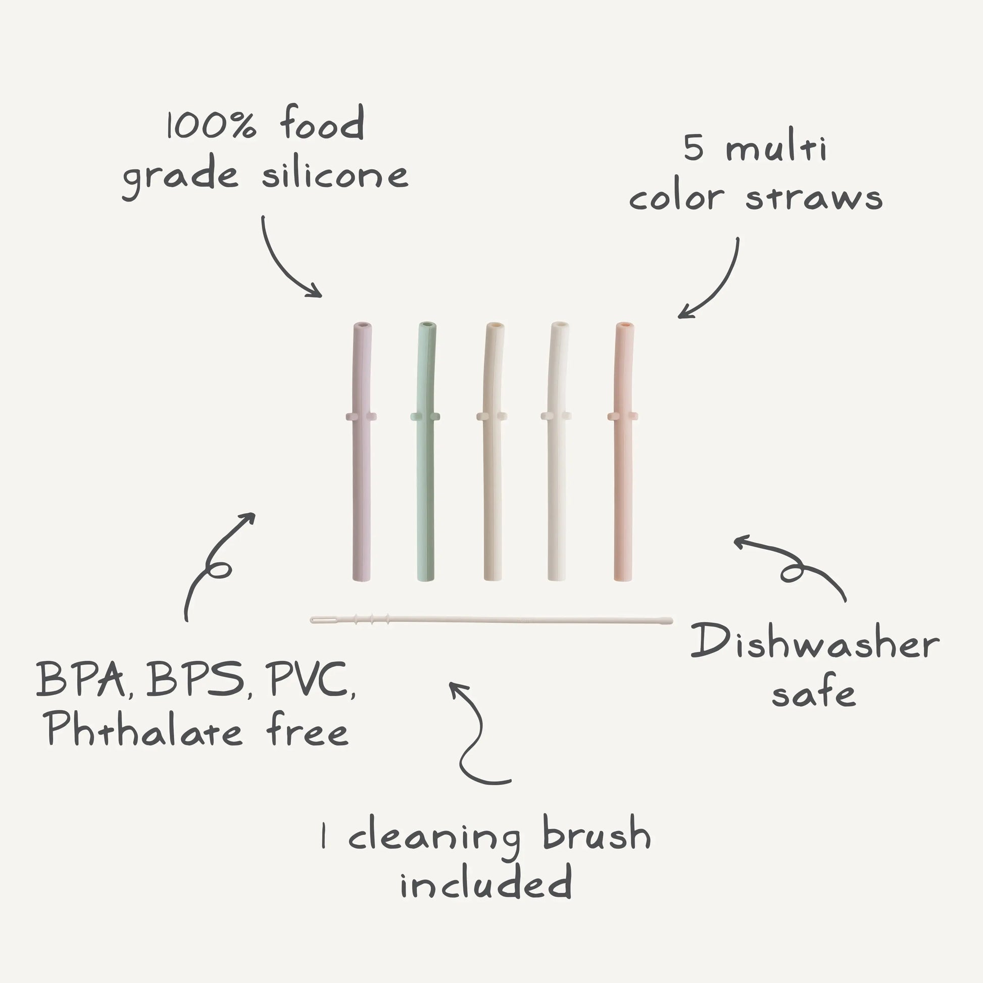 Silicone Replacement Straws 5 Pack for Mushie Silicone Training Cup Mushie Everetts Place: Online Boutique