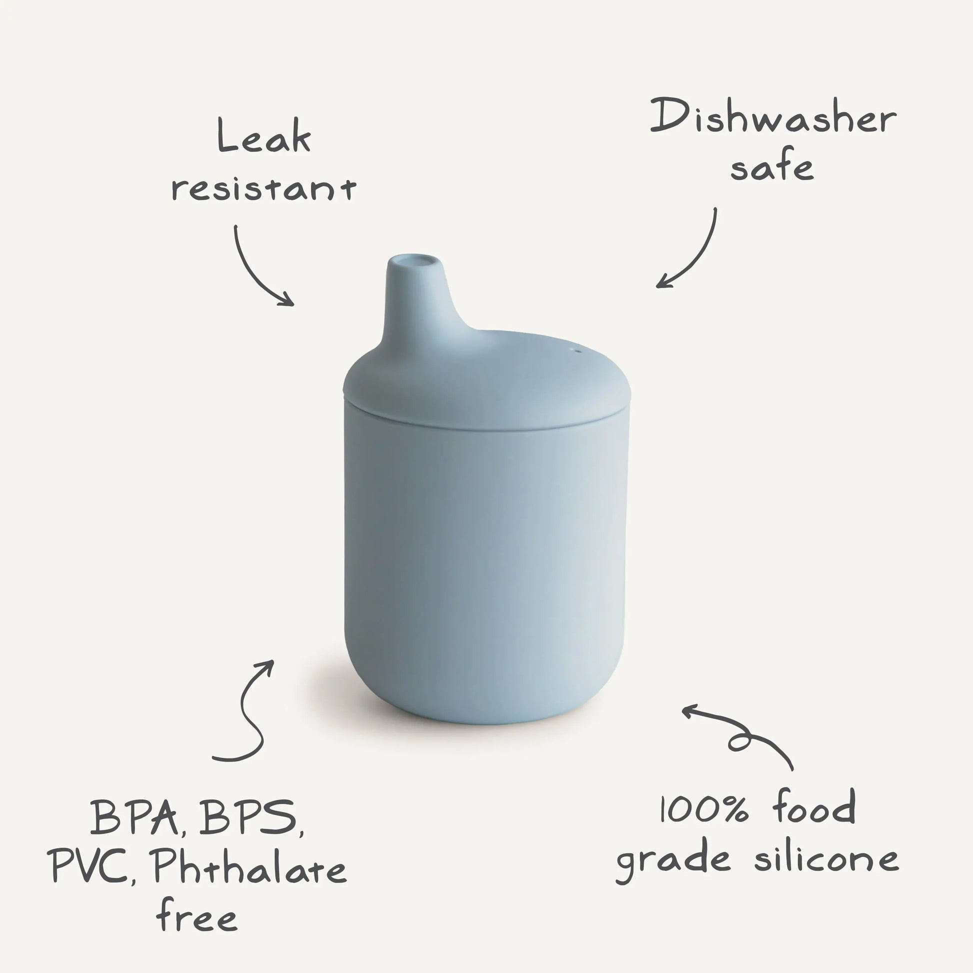 Silicone Sippy Cup for Toddlers Leak Resistant Easy Grip Design Mushie Everetts Place: Online Boutique