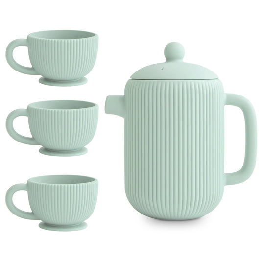 Silicone Tea Play Set for Kids with Teapot and Three Tea Cups Mushie Everetts Place: Online Boutique 29.99