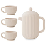 Mushie Silicone Tea Play Set for Kids with Teapot and Three Tea Cups - Toys & Games > Toys > Pretend Play > Toy Kitchens & Play Food > Toy Tableware Silicone Tea Play Set