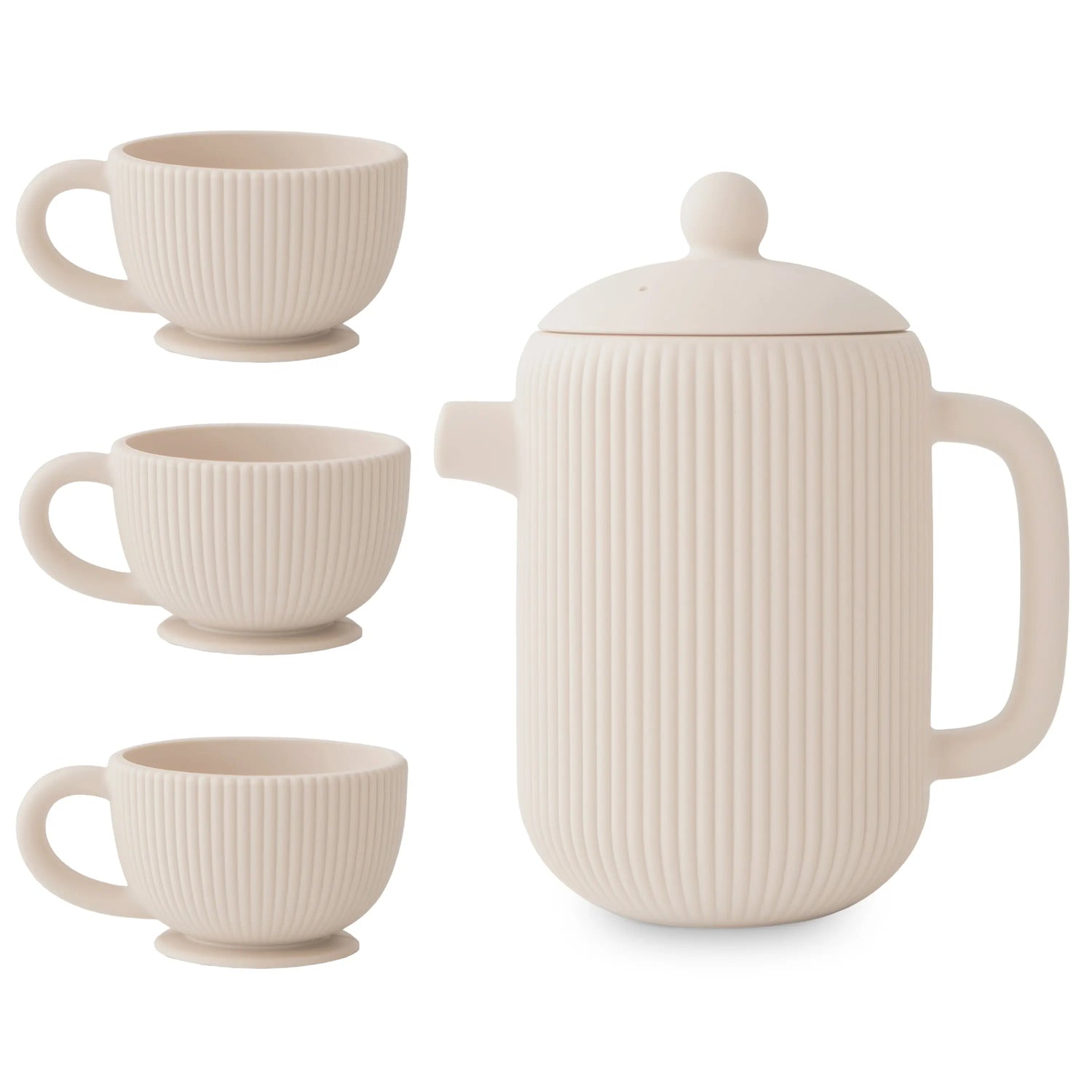 Mushie Silicone Tea Play Set for Kids with Teapot and Three Tea Cups - Toys & Games > Toys > Pretend Play > Toy Kitchens & Play Food > Toy Tableware Silicone Tea Play Set