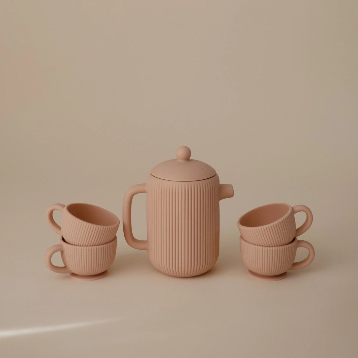 Silicone Tea Play Set for Kids with Teapot and Three Tea Cups Mushie Everetts Place: Online Boutique