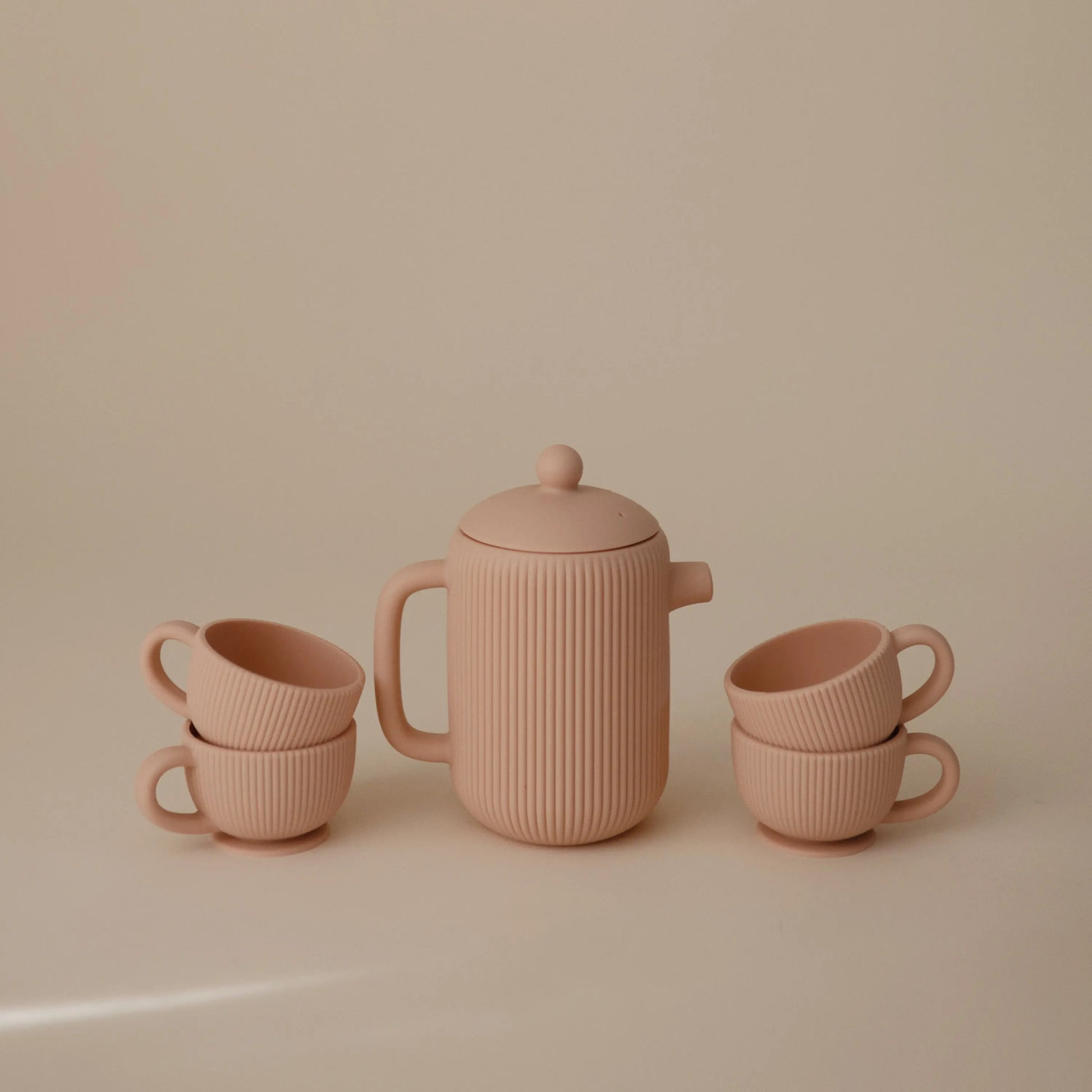 Silicone Tea Play Set for Kids with Teapot and Three Tea Cups Mushie Everetts Place: Online Boutique