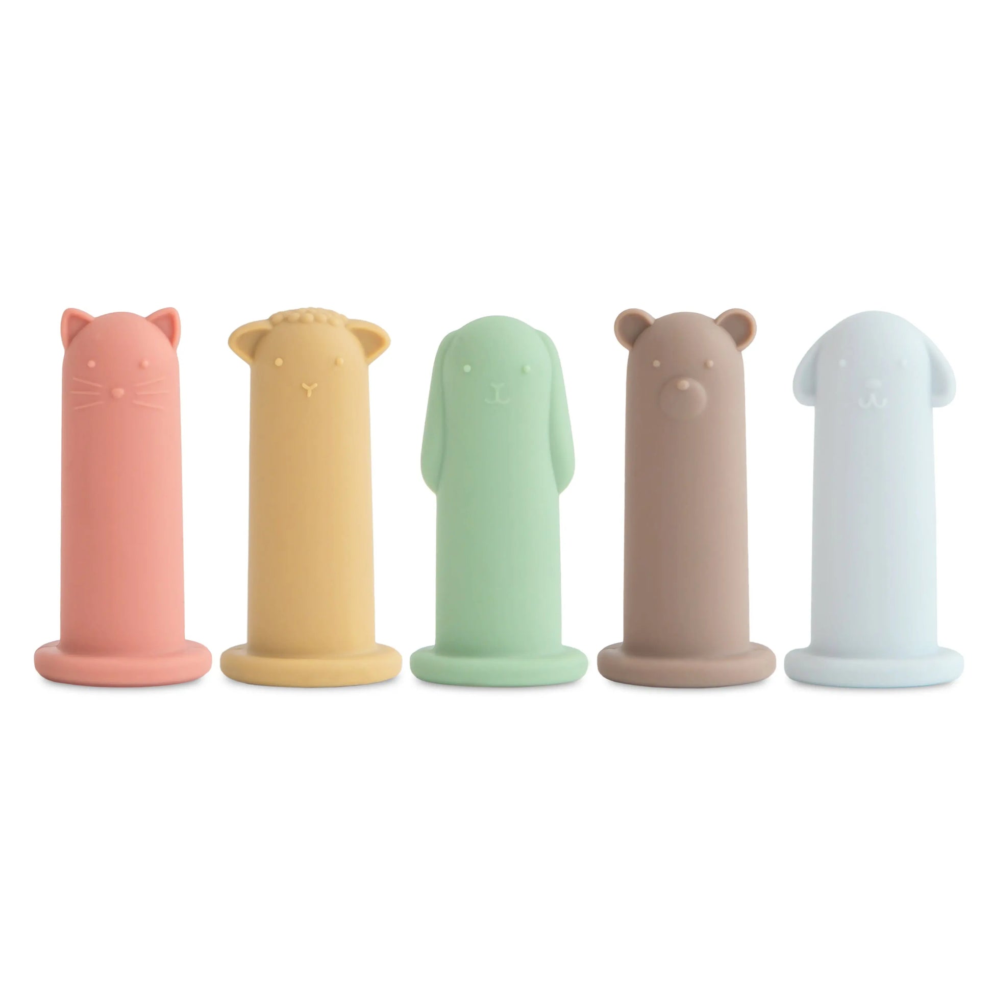 Silicone Animal Finger Puppets Set for Kids and Adults Including Cat Lamb Bunny Bear and Dog Mushie