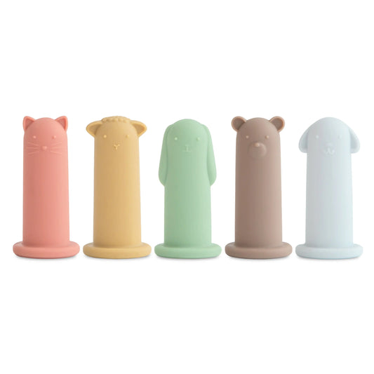 Silicone Animal Finger Puppets Set for Kids and Adults Including Cat Lamb Bunny Bear and Dog Mushie