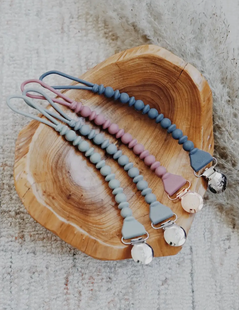 Rosewood Silicone One-Piece Pacifier Clip by Kolorful