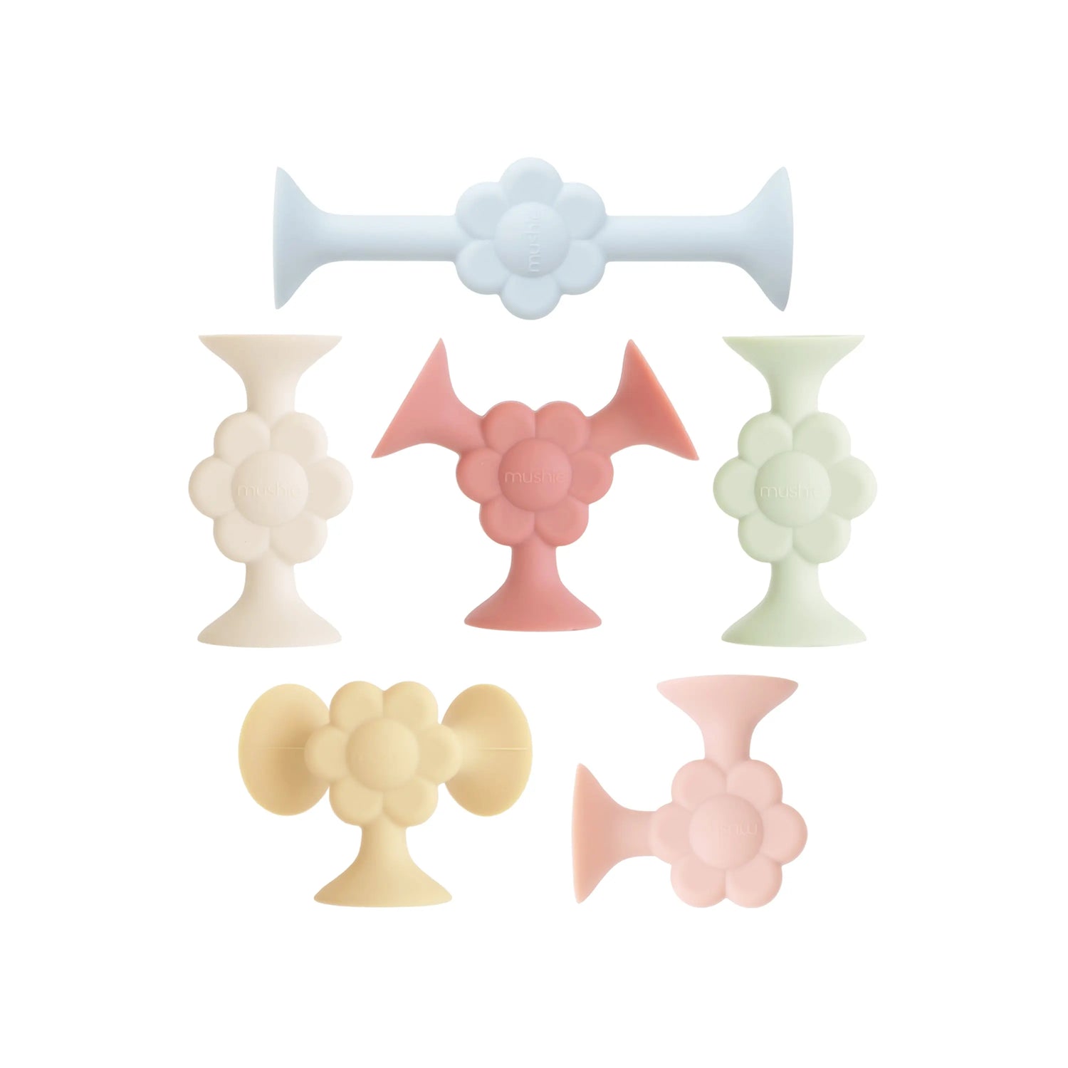 Mushie Daisy Silicone Suction Builder Toys Set of 18 Flexible Non-Toxic Fun for Motor Skills and Creativity - Toys & Games > Toys > Bath Toys Bath Toys