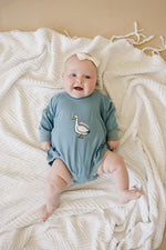 Little Joy Co. Silly Goose Bamboo Baby Romper Teal Or Blue Little Joy Co - Apparel & Accessories > Clothing > Baby & Toddler Clothing > Baby One-Pieces