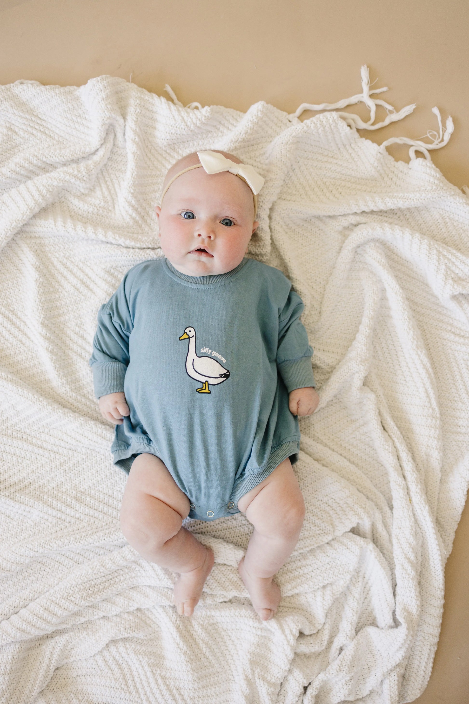 Little Joy Co. Silly Goose Bamboo Baby Romper Teal Or Blue Little Joy Co - Apparel & Accessories > Clothing > Baby & Toddler Clothing > Baby One-Pieces