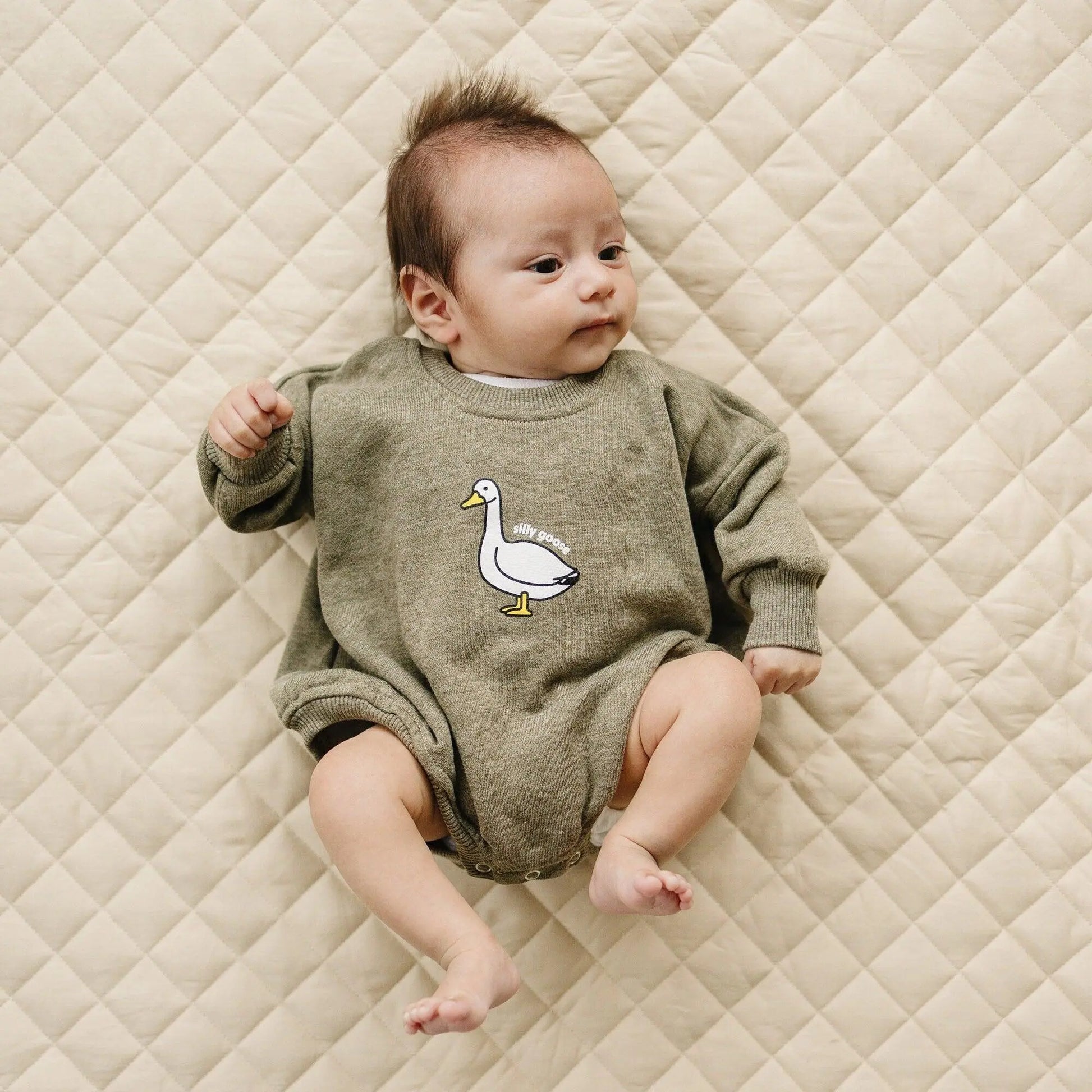 Little Joy Co. Silly Goose Sweatshirt Romper For Babies In Multiple Colors - Apparel & Accessories > Clothing > Baby & Toddler Clothing > Baby & Toddler Outfits
