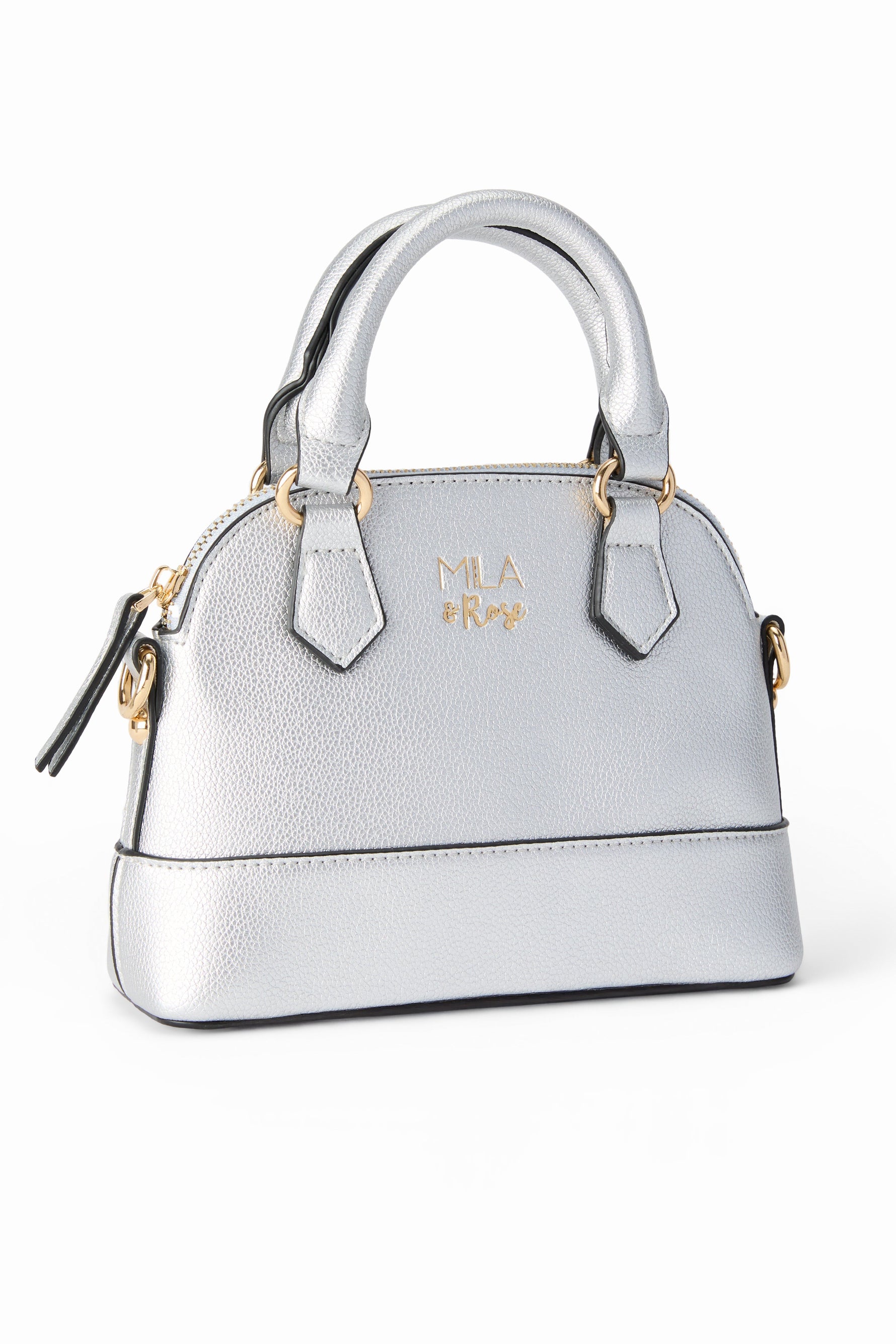 Silver Metallic Girls Crossbody Purse Vegan PU Leather Mila & Rose ® Everetts Place: Online Boutique