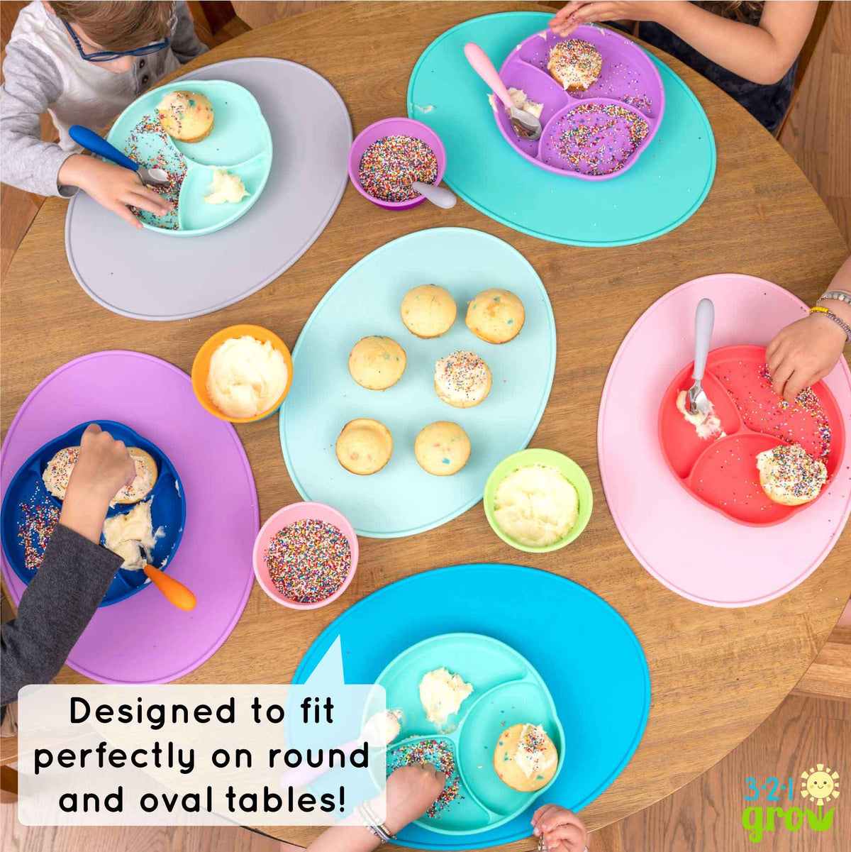 321 Grow Sit With Me Silicone Placemat Set Oval Spill Guard - Everetts Place Boutique - 