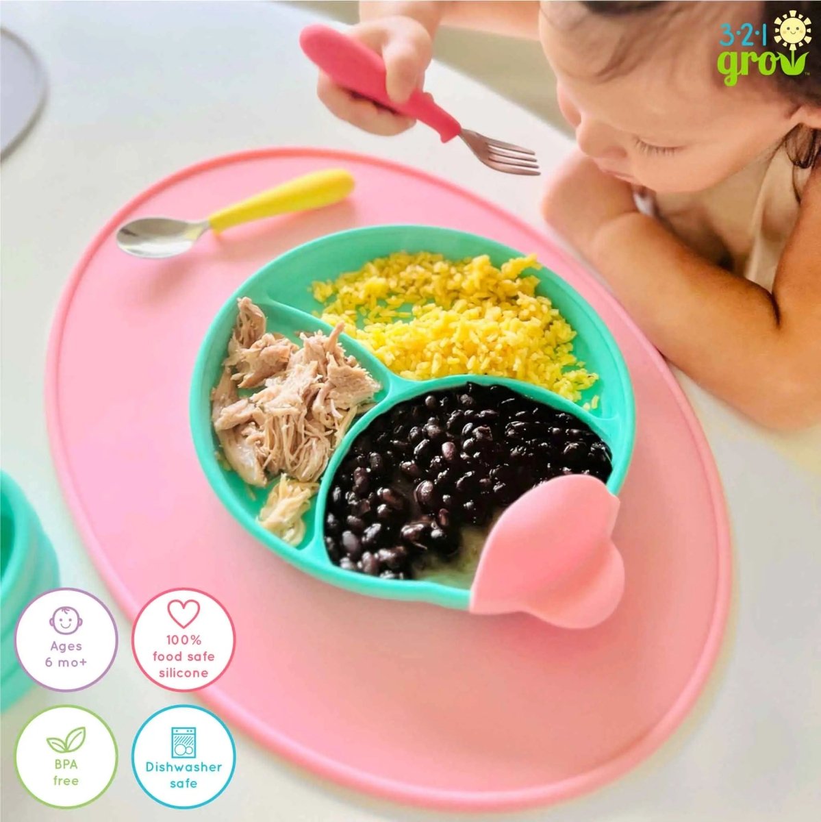 321 Grow Sit With Me Silicone Placemat Set Oval Spill Guard - Everetts Place Boutique - 