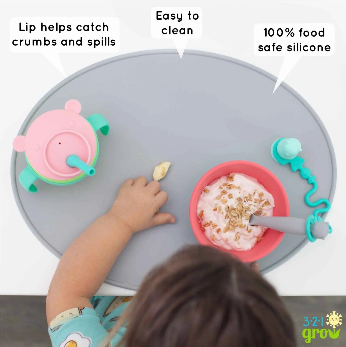 321 Grow Sit With Me Silicone Placemat Set Oval Spill Guard - Everetts Place Boutique - 