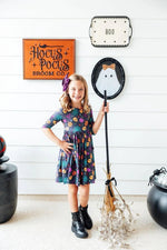 Mila & Rose ® Skeleton Web Twirl Dress Toddler Sleeve Pocket Cozy - Everetts Place Boutique - 