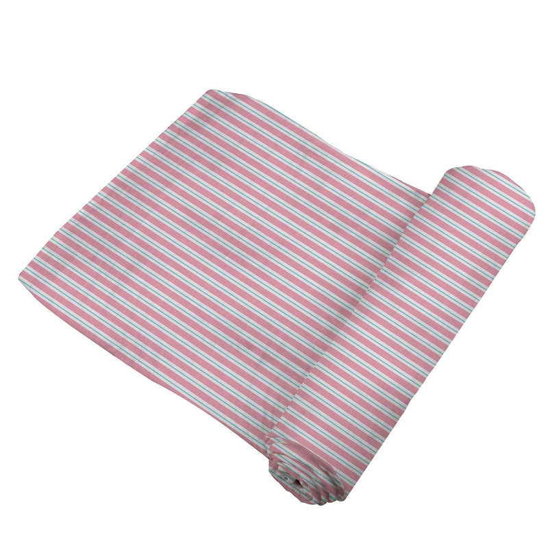 Candy Stripe Bamboo Muslin Swaddle, soft breathable fabric, 100% natural bamboo, 47x47 inches.
