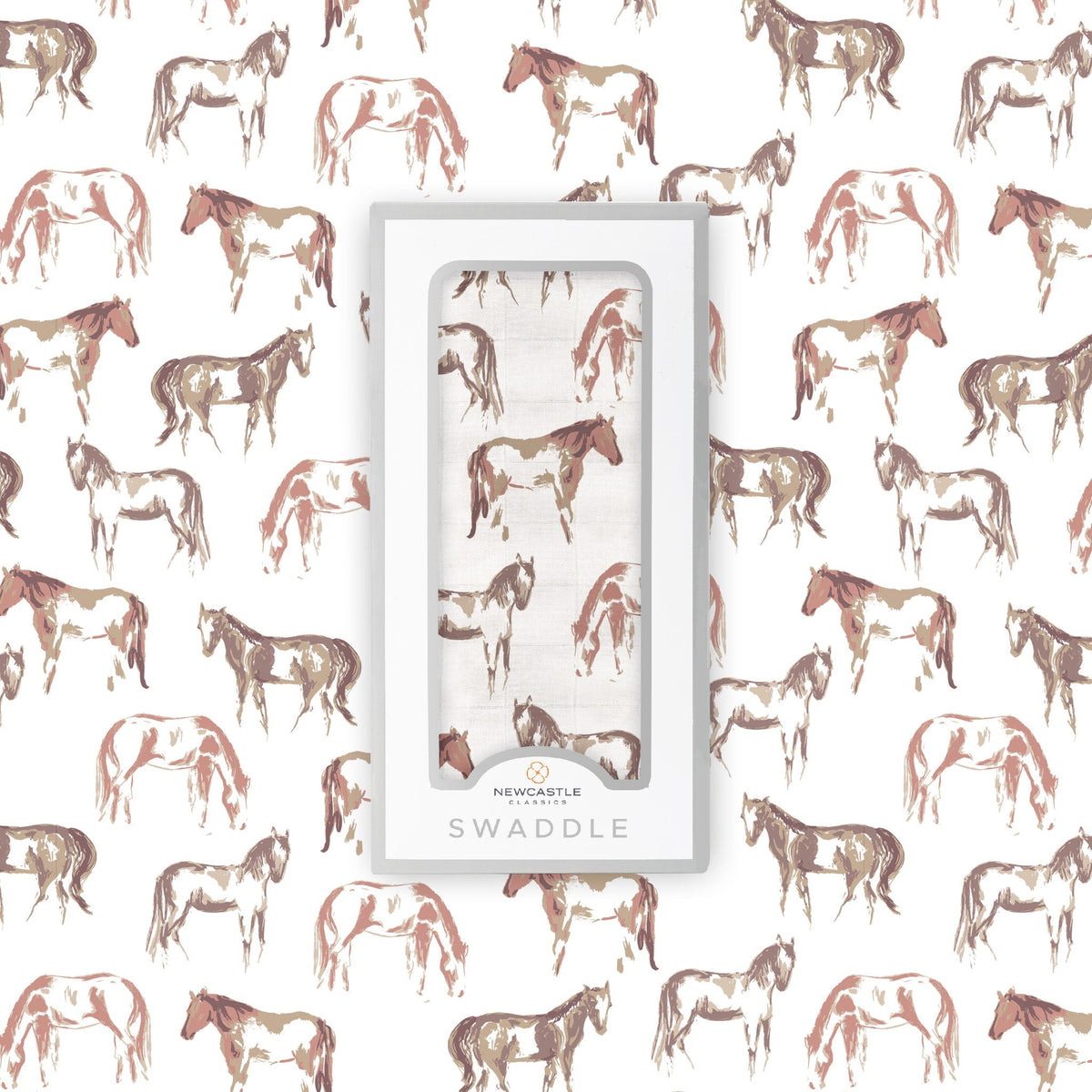 Wild Horses Bamboo Swaddle by Newcastle Classics