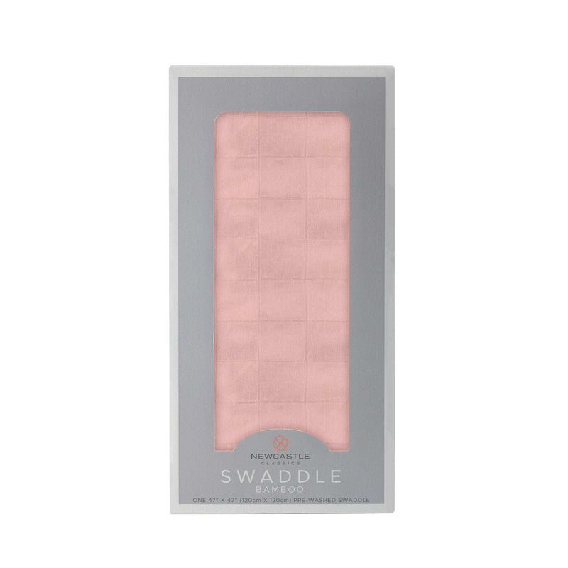 Pink Rose Bamboo Swaddle in packaging, made of soft, breathable 100% natural bamboo muslin, ideal for multiple baby care uses.