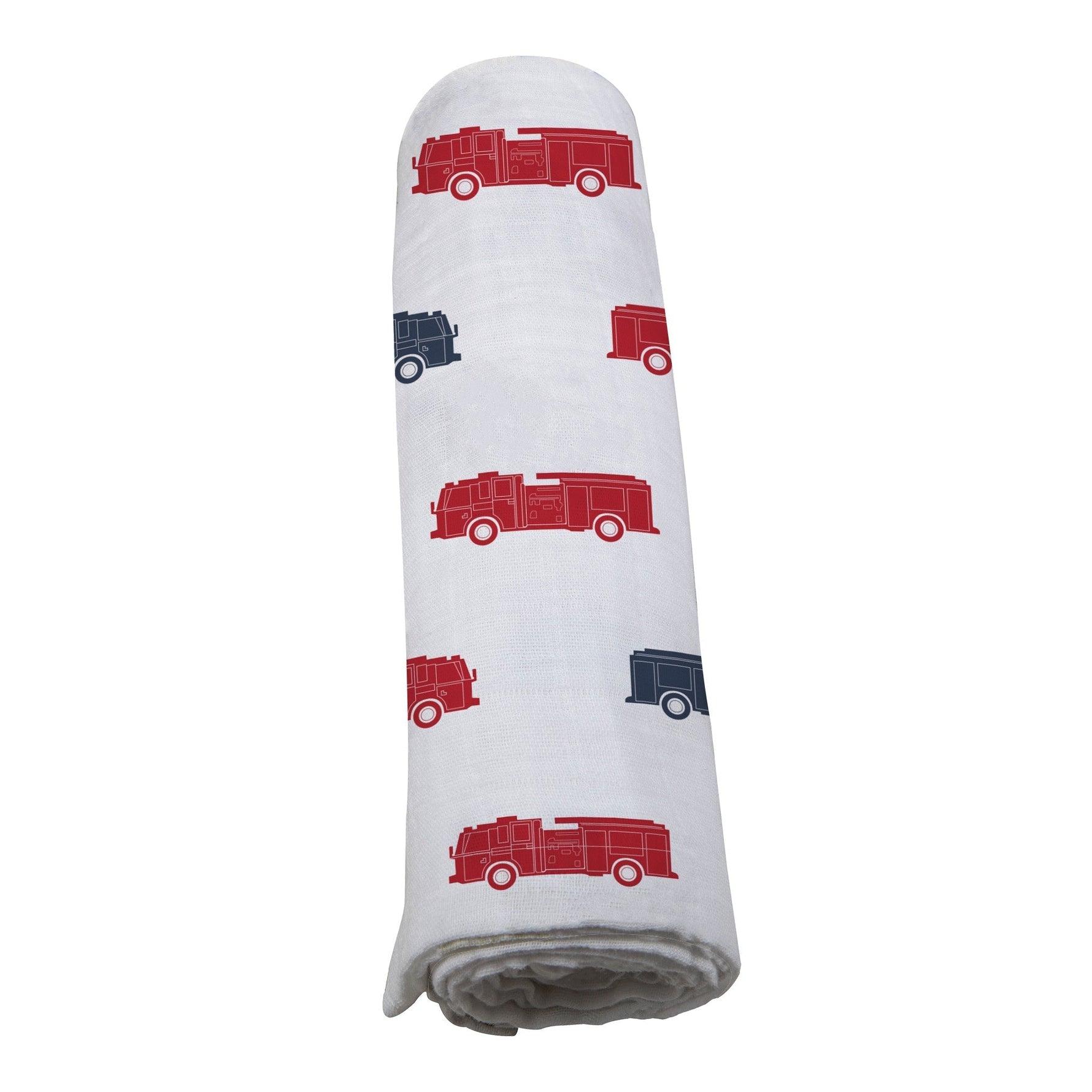 Blue and Red Fire Trucks Swaddle by Newcastle Classics at Everetts Place