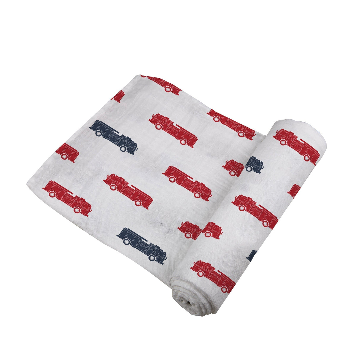 Muslin Swaddle Blanket - Fire Trucks Print by Newcastle Classics (view 4 of 6)