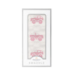 Pink Monster Trucks Bamboo Muslin Swaddle by Newcastle Classics