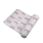 Pink Monster Trucks Bamboo Muslin Swaddle by Newcastle Classics