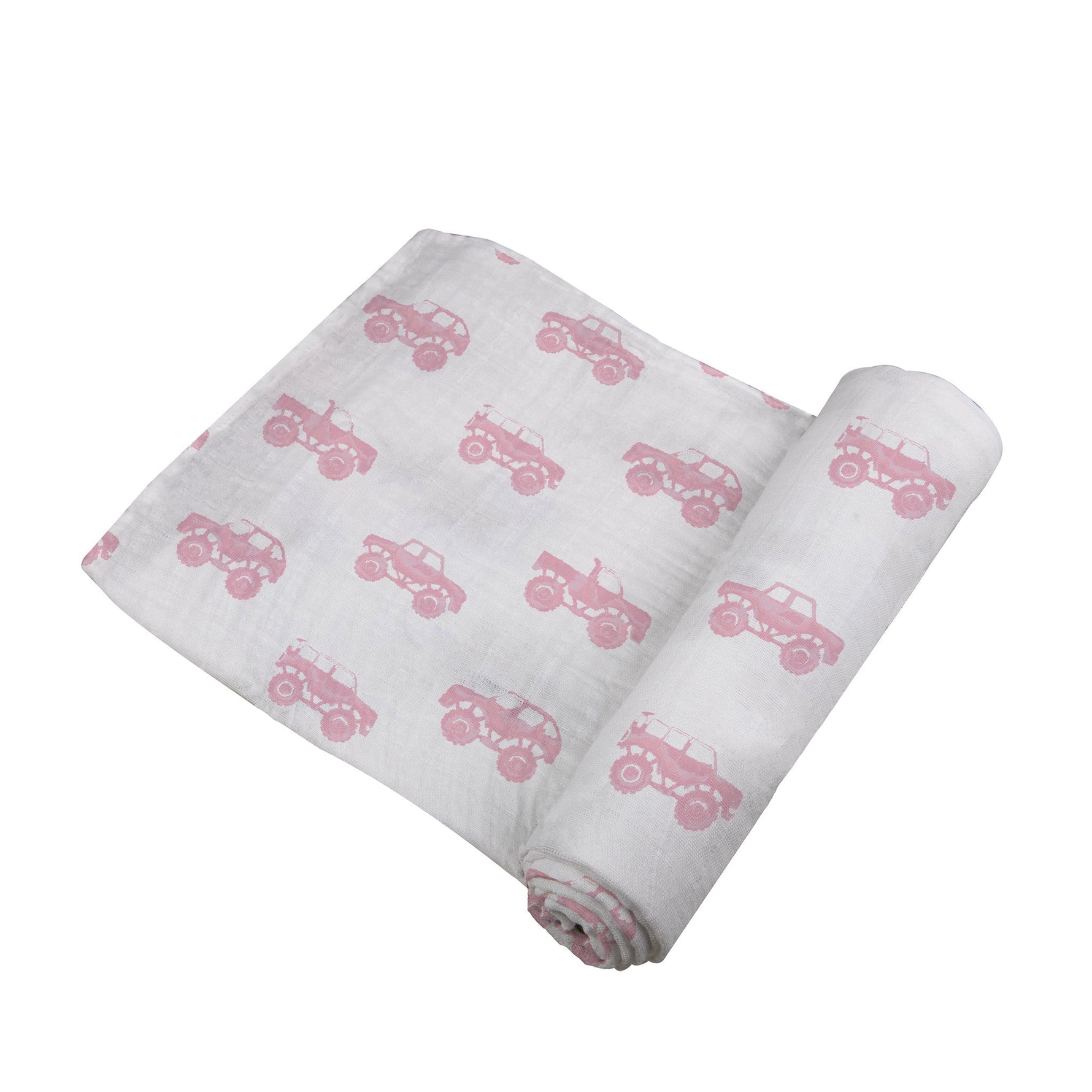 Pink Monster Trucks Bamboo Muslin Swaddle by Newcastle Classics